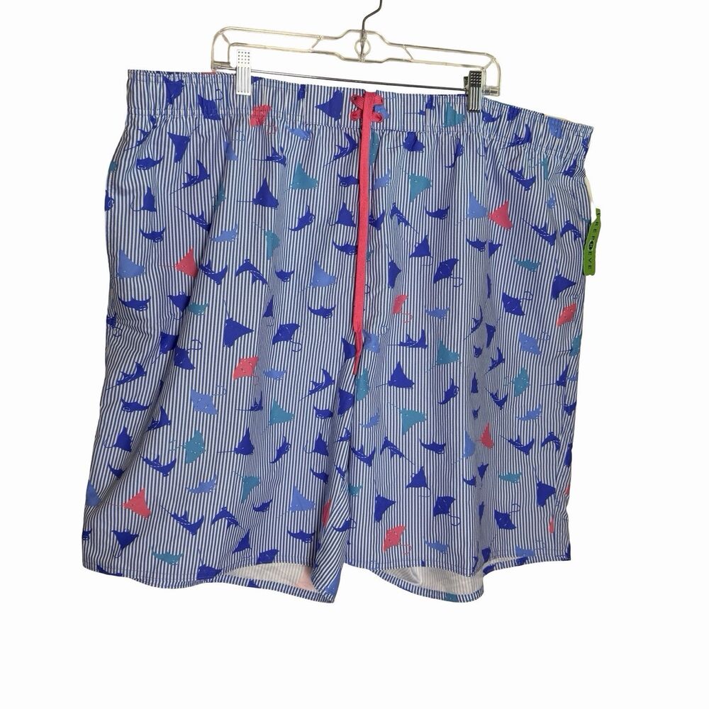 True Nation Stringray Stripe Swim Shorts Trunks Size 4XL Liner NEW Fit by DXL